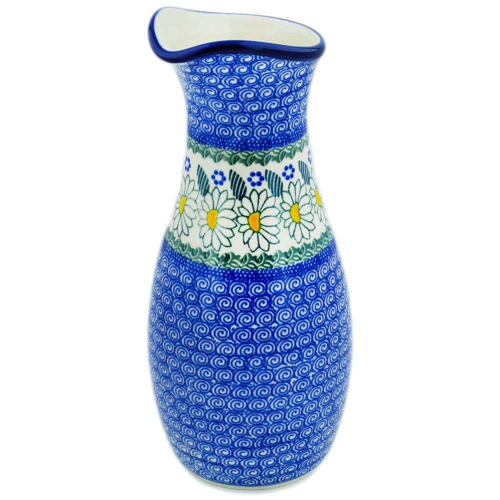 Polmedia Polish Pottery Carafe - Crazy Daisy Pattern Handmade in Boleslawiec Poland by Ceramika Artystyczna + Certificate of Authenticity