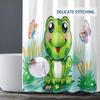 Amagical 4Pcs Green Funny Frog Shower Curtain Set with Bathroom Mat Set,Frog Sits on Leaf Decor Kids Bath Tub Mat Contour Mat Toilet Cover and Shower Curtain view 3