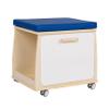Childrens Factory Mobile Teacher Stool with Storage, Birch-Ply Wood, Blue Cushion, Kids Playroom and Classroom Must Haves, Assembly Required view 1