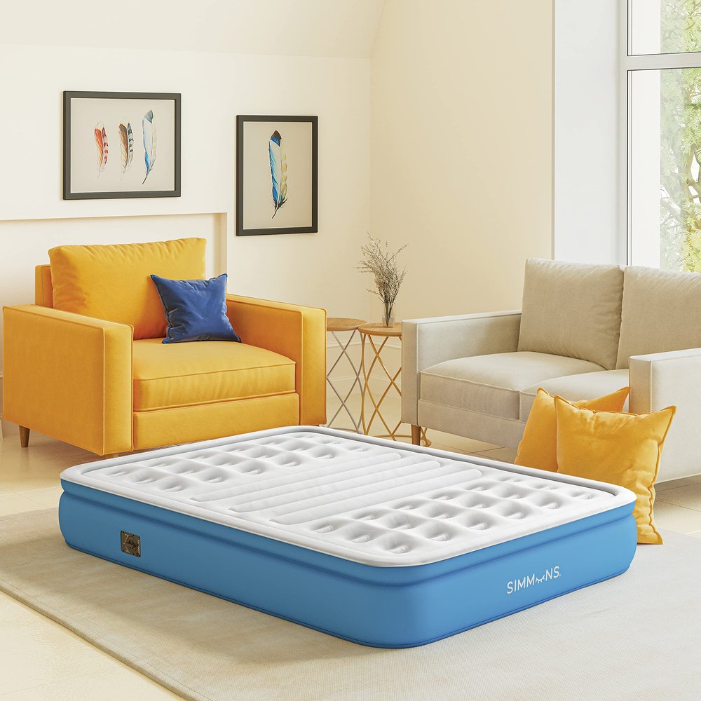 Simmons Lumbar Firm Tri-Zone Air Mattress with Built-in Pump and Extra Lumbar Support: Full