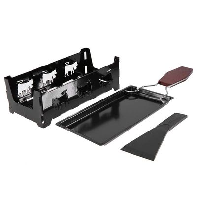 Tbest Portable Non Stick Cheese Raclette Rotaster Baking Tray Stove with Wodd Handle Grilling Tool Single Raclette,Raclette,Individual Raclette, to, Raclette Maker,