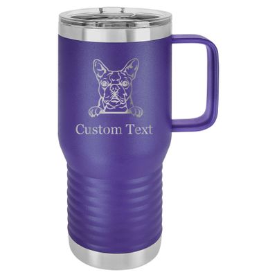 20-Ounce Vacuum Insulated Stainless Steel Tumbler Customized Double-Walled Laser Engraved Coffee Closing Travel Dog Mug, Boston Terrier, Personalized