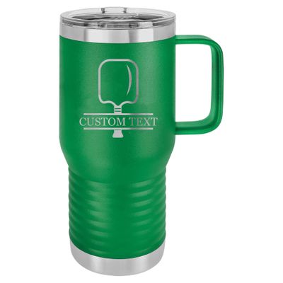 20-Ounce Vacuum Insulated Stainless Steel Tumbler Customized Double-Walled Laser Engraved Coffee Closing Travel Mug, Green Pickle Baller, Personalized