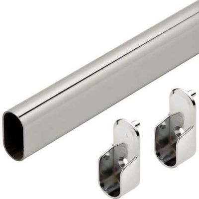 Elef 48" Polished Chrome Closet Rod Oval with End Supports - 2 Pack