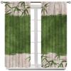 Chinese Retro Bamboo Print Curtains,Green Ink Painting Plant Leaves Home Bedroom Living Room Window Curtains 42x45 Inch view 3