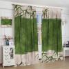 Chinese Retro Bamboo Print Curtains,Green Ink Painting Plant Leaves Home Bedroom Living Room Window Curtains 42x45 Inch view 4
