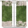 Chinese Retro Bamboo Print Curtains,Green Ink Painting Plant Leaves Home Bedroom Living Room Window Curtains 63x63in view 3