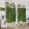 Chinese Retro Bamboo Print Curtains,Green Ink Painting Plant Leaves Home Bedroom Living Room Window Curtains 63x63in view 4
