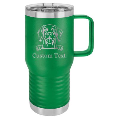 20-Ounce Vacuum Insulated Stainless Steel Tumbler Customized Double-Walled Laser Engraved Coffee Closing Travel Dog Mug, Weimaraner, Personalized