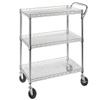 Heavy Duty 3 Tier Rolling Utility Kitchen Cart on Wheels,Large 45"L x 17 1/2"D x 45"H Metal Serving Cart Commercial Grade with Wire Shelving and Handle Bar for Office School Church Kitchen Hardware view 1