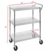Heavy Duty 3 Tier Rolling Utility Kitchen Cart on Wheels,Large 45"L x 17 1/2"D x 45"H Metal Serving Cart Commercial Grade with Wire Shelving and Handle Bar for Office School Church Kitchen Hardware view 2
