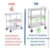 Heavy Duty 3 Tier Rolling Utility Kitchen Cart on Wheels,Large 45"L x 17 1/2"D x 45"H Metal Serving Cart Commercial Grade with Wire Shelving and Handle Bar for Office School Church Kitchen Hardware view 3
