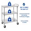 Heavy Duty 3 Tier Rolling Utility Kitchen Cart on Wheels,Large 45"L x 17 1/2"D x 45"H Metal Serving Cart Commercial Grade with Wire Shelving and Handle Bar for Office School Church Kitchen Hardware view 4