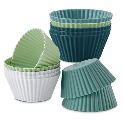 12 PcsFour colors, three for each color Silicone Cupcake Mold Bakeware Cupcake Liner Reusable Muffin Baking Nonstick Moulds Kitchen Baking Accessories