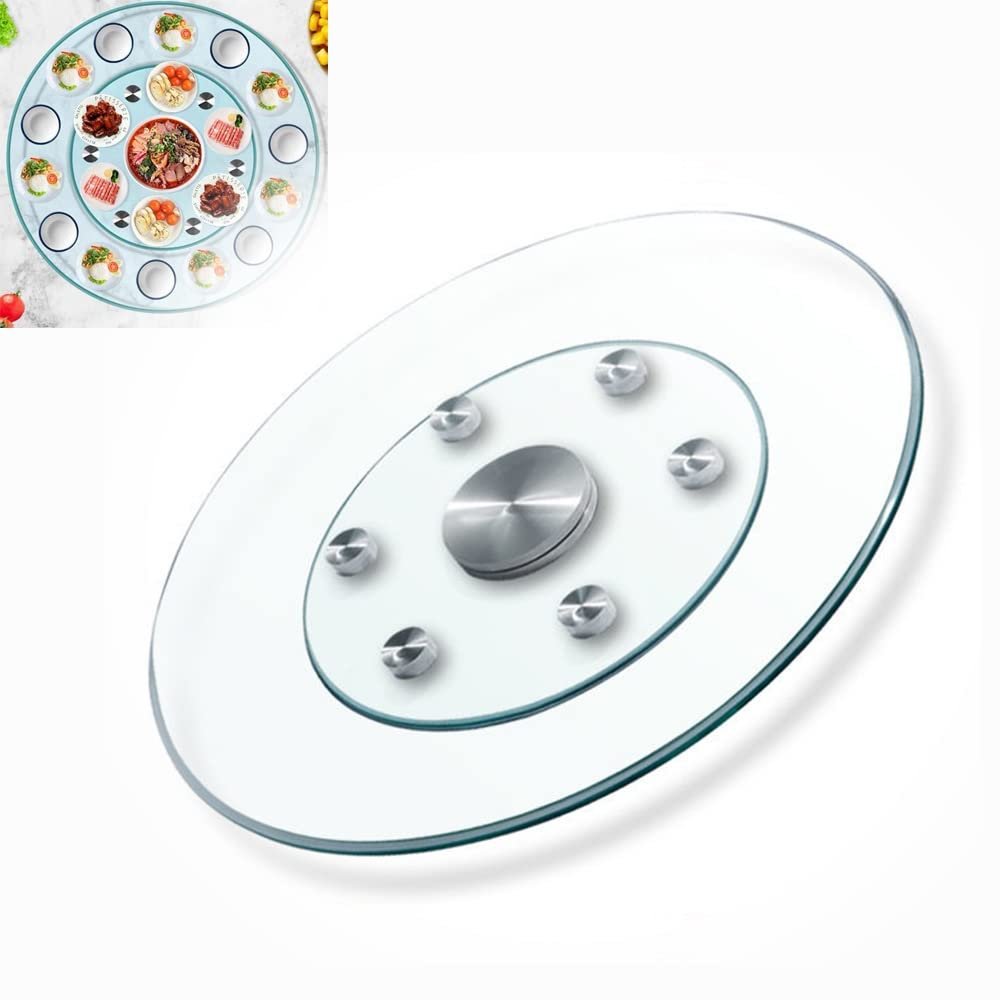 FREAZE Rotatable Turntable for Dining Table, 28-40in Rotating Serving Tray Glass Lazy Susan Turntable Kitchen Organizer, Round Swivel Plate for Table Centerpiece (Size : 90cm/36in)