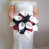 HXSCOO Wedding Collections Bridal Navy Blue Mix Burgundy Rose Silk Fabric Wedding Flowers Bouquet view 1