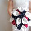 HXSCOO Wedding Collections Bridal Navy Blue Mix Burgundy Rose Silk Fabric Wedding Flowers Bouquet view 2