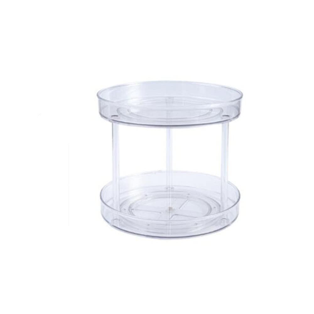 1/2/3 Layer Spice Rack Kitchen Organizer Storage Rack Storage Box Shelf Kitchen Accessories 360 Degree Rotating Fruit Dish (2 Layer 9.25x8.50inch)