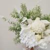 HXSCOO Bridesmaid Wedding Bouquet White Hydrangea Lily White Rose Bridal Pull Bouquets view 4