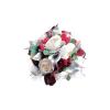 HXSCOO Ivory Roses with Burgundy Silver Calla Lilies Wedding Bouquet Silk Flowers Round Vintage view 4