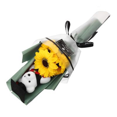 Bear Bouquet Bear Rose Bouquet Chic Senior 2023 Souvenirs Bear Doll Figurine Bouquet Stuffed Bear Keychain Graduates Accessories Plush Toy Pp Cotton Sunflower Student