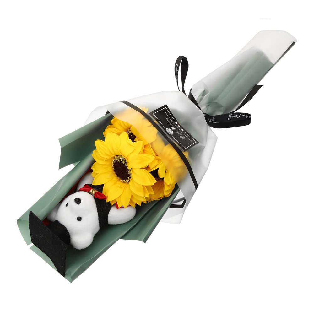 Bear Bouquet Bear Rose Bouquet Chic Senior 2023 Souvenirs Bear Doll Figurine Bouquet Stuffed Bear Keychain Graduates Accessories Plush Toy Pp Cotton Sunflower Student