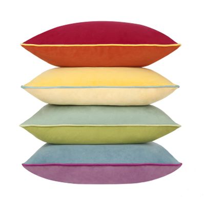 Btyrle Throw Pillow Covers 20x20 Inches Set of 4 Soft Velvet Couch Cushion Covers Modern 8-Colors Rainbow Designs for Sofa Bedroom Home Decor(Rainbow Series with Edge)