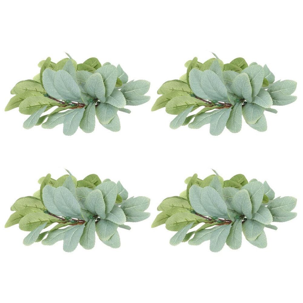 4pcs Candle Rings Artificial Eucalyptus Leaves Wreaths Candle Rings Wreaths for Wedding Home Door Tabletop Easter Decoration 25CM