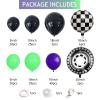 145Pcs Monster Truck Theme Purple and Green Black Balloon Garland Arch Kit with Big Wheels Checkered Foil Balloons for Kids Truck Race Car Birthday Jam Party Decorations Monster Truck Party Supplies view 2