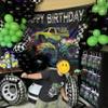 145Pcs Monster Truck Theme Purple and Green Black Balloon Garland Arch Kit with Big Wheels Checkered Foil Balloons for Kids Truck Race Car Birthday Jam Party Decorations Monster Truck Party Supplies view 4