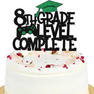 8th Bachelor Level Complete Cake Topper - Video Game Themed Decorations - Class Of 2025 Graduation Party Decoration Supplies - Congrats Bachelor Grad Decor