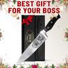 CUTLINX Birthday Gift BEST BOSS - Premium Chef Knife Gift - 8" Stainless Carbon Steel Kitchen Knive w/Pakka Wood Handle - Birthday, Father's Day, Anniversary, Housewarming, Holiday Gifts view 3