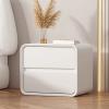 CraftThink Nightstand, Modern Creative Bedside Cabinet Wood Nightstand Storage Bedside Cabinet for Living Room Bedroom - White 2 Pieces 16" L x 16" W x 18" H view 2