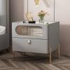 CraftThink Nightstand, Modern Creative Bedside Cabinet Wood Stone Nightstand Drawer Storage Bedside Cabinet with Legs for Living Room Bedroom - Light Gray 16" L x 16" W x 19.5" H 2 Piece Set view 2