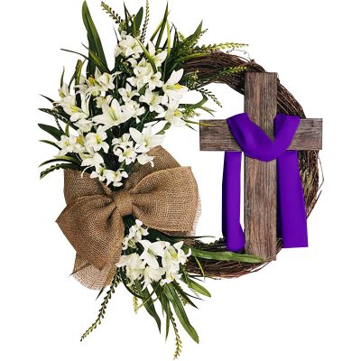 Wreath Holder for Front Door Easter Wreath with Garland Simulation Plant Flower Link Day Decorations Boxwood Dog