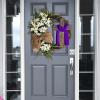 Wreath Holder for Front Door Easter Wreath with Garland Simulation Plant Flower Link Day Decorations Boxwood Dog view 2