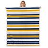 Geometric Lines Abstract Kids Throw Blanket,Stripes Splicing Design Bed Blanket for Girls Boys Adults,Art Modern Fashion Fleece Blanket,Orange Blue Fuzzy Blanket,40 x 50 Inches view 1