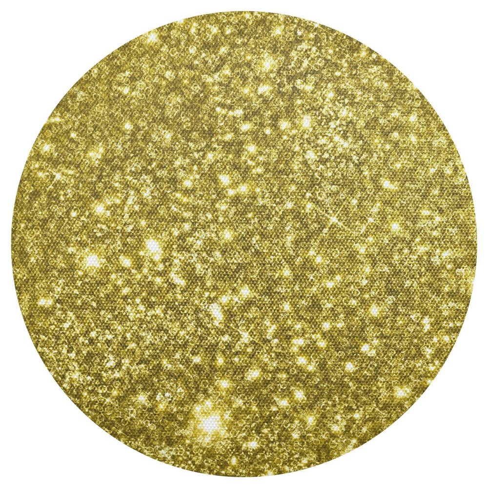 Kcldeci Placemats for Dining Table Set of 4 Golden Glittering Round Place mats Tablemats for Kitchen Dining Table Decoration Indoor Outdoor