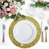 Kcldeci Placemats for Dining Table Set of 4 Golden Glittering Round Place mats Tablemats for Kitchen Dining Table Decoration Indoor Outdoor view 4