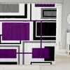 Geometric Squares Abstract Kids Shower Curtains,Geometric Grids Diamond Bathroom Curtains for Girls Boys Adults,Purple Black White Modern Fashion Waterproof Curtains,12 Hooks Suits,72" W x 78" L view 1