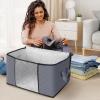 Fab totes Storage Bags,Clothes Blanket Storage Bins Foldable Closet Organizers with Reinforced Handle for Home Dorm Storage and Organization,Fabric Bags for Organizing Sheets,Clothing (Grey,10 Pack) view 3