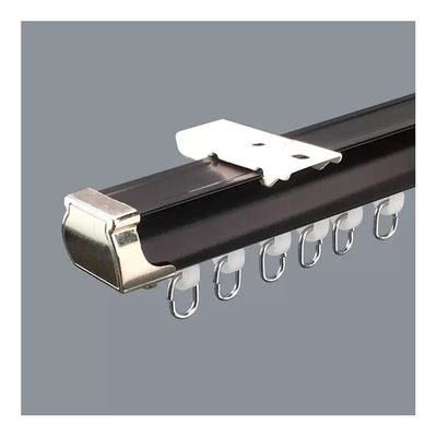 MAHFEI Curtain Track, Aluminum Alloy Silence Curtain Rails Ceiling/Wall Mount Room Divider Long Straight Curtain Rod for Patio Sliding Door, RV (Color : Black, Size : 1.3m)