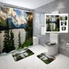 4 Piece Glacier National Park Shower Curtain Waterproof Glacier National Park Wild Goose Sunset Montana Bathroom Sets with Non-Slip Rugs, Toilet Lid Cover and Bath Mat with Standard Size view 1