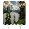 4 Piece Glacier National Park Shower Curtain Waterproof Glacier National Park Wild Goose Sunset Montana Bathroom Sets with Non-Slip Rugs, Toilet Lid Cover and Bath Mat with Standard Size view 3