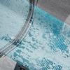 Teal Blue Ombre Art Shower Curtain Modern Retro Circular Geometric Circle Bath Curtain,Abstract Round Oil Painting Graffiti Decor Curtain Set,Grunge Striped Farmhouse Decor,Grey Black 72"Wx72"L view 4
