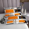 Geometric Squares Grids Kids Bedspread King Size,Abstract Diamond Geometric Coverlet Set,Girls Boys Adults Room Decor,Orange Black White Modern Quilted Coverlet,Bright Bedding Quilt,2 Pillowcases view 4