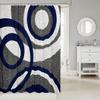 Geometric Circles Abstract Kids Shower Curtains,Dark Blue Grey White Swirls Stripes Bathroom Curtains for Girls Boys Adults,Modern Geometric Retro Waterproof Curtains,12 Hooks Suits,72" W x 78" L view 2