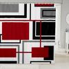 Geometric Abstract Squares Kids Shower Curtains,Grids Diamond Patchwork Bathroom Curtains for Girls Boys Adults,Red Black White Fashion Bright Waterproof Curtains,12 Hooks Suits,72" W x 78" L view 1