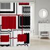 Geometric Abstract Squares Kids Shower Curtains,Grids Diamond Patchwork Bathroom Curtains for Girls Boys Adults,Red Black White Fashion Bright Waterproof Curtains,12 Hooks Suits,72" W x 78" L view 2