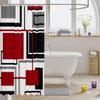 Geometric Abstract Squares Kids Shower Curtains,Grids Diamond Patchwork Bathroom Curtains for Girls Boys Adults,Red Black White Fashion Bright Waterproof Curtains,12 Hooks Suits,72" W x 78" L view 3